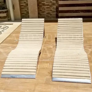 شيزلونج لحمام السباحة ستانلس ستيل وخشب بيتش