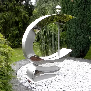 نافورة مياه ستانلس ستيل موديرن هلالية